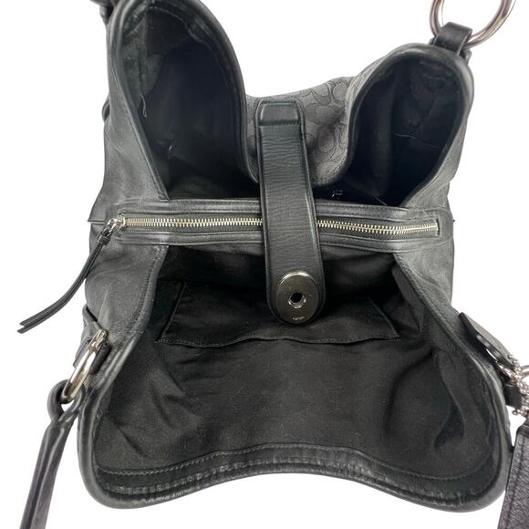 EUC Coach Outline SIGNATURE Carlyle Shoulder Bag BLACK SMOKE Silver Accents - Picture 9 of 12